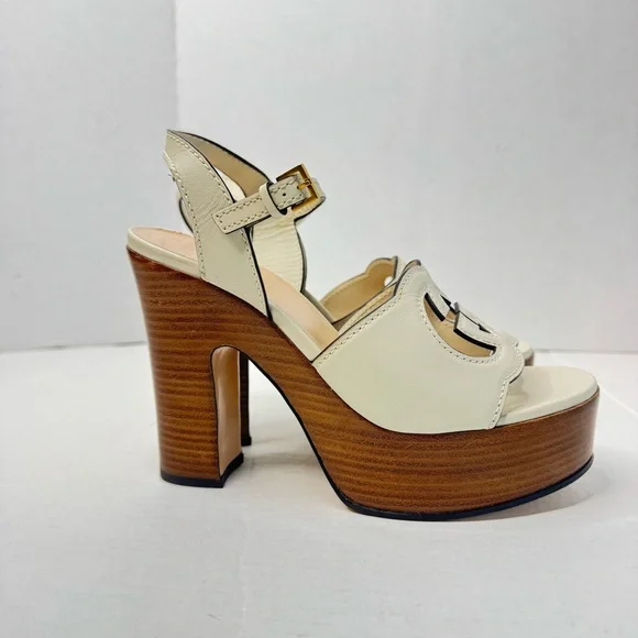 Gucci interlocking G cut out Platform Leather Heels Size 38 - Picture 4 of 13